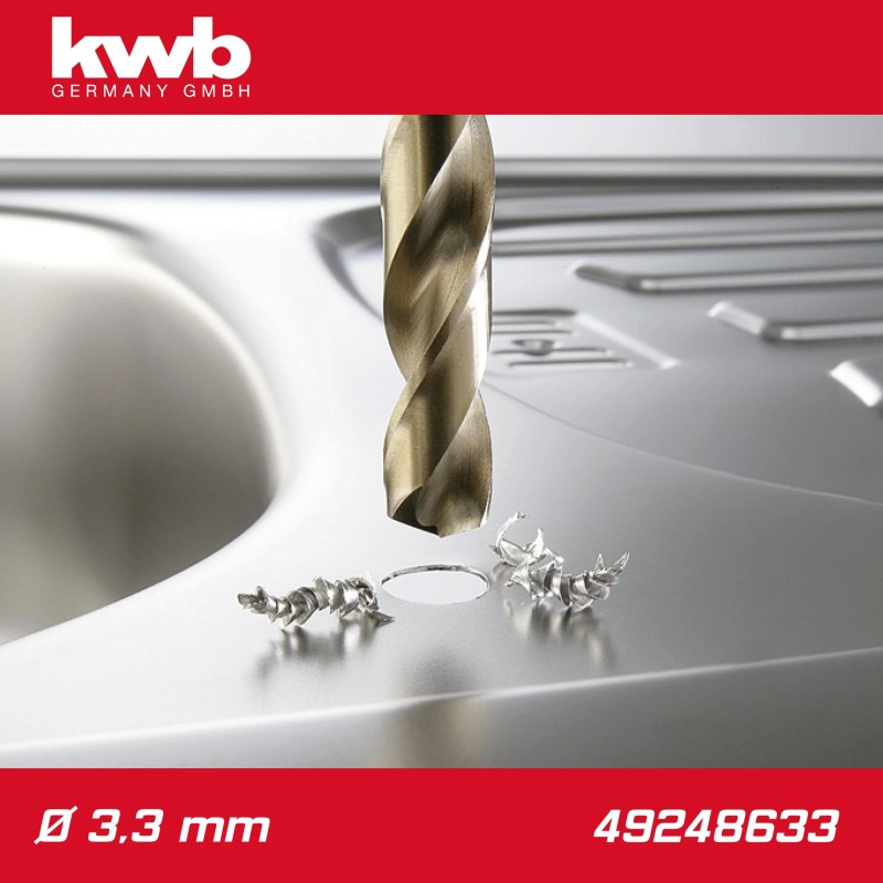 Csigafúró 3,3 mm HSS-G Co5 DIN 338 Twist, profi - KWB (49248633) Csigafúró 3,3 mm HSS-G Co5 DIN 338 Twist, profi - KWB (49248633)