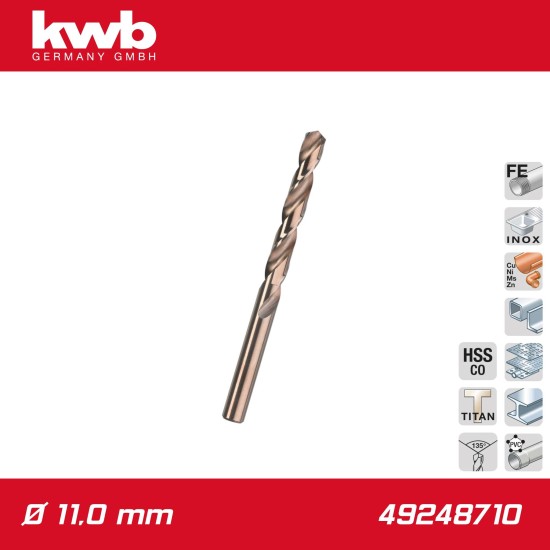 Csigafúró 11,0 mm HSS-G Co5 DIN 338 Twist, profi - KWB (49248710)