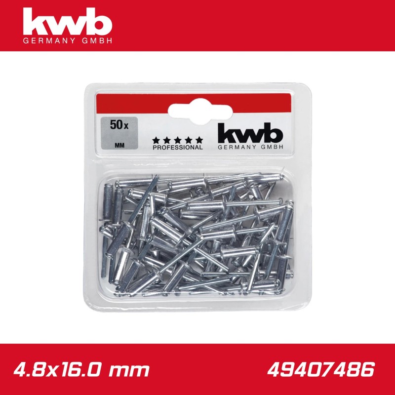 Popszegecs, alu-horganyzott DIN 7337 4.8x16.0 mm 50 db-os - KWB (49407486) Popszegecs, alu-horganyzott DIN 7337 4.8x16.0 mm 50 db-os - KWB (49407486)