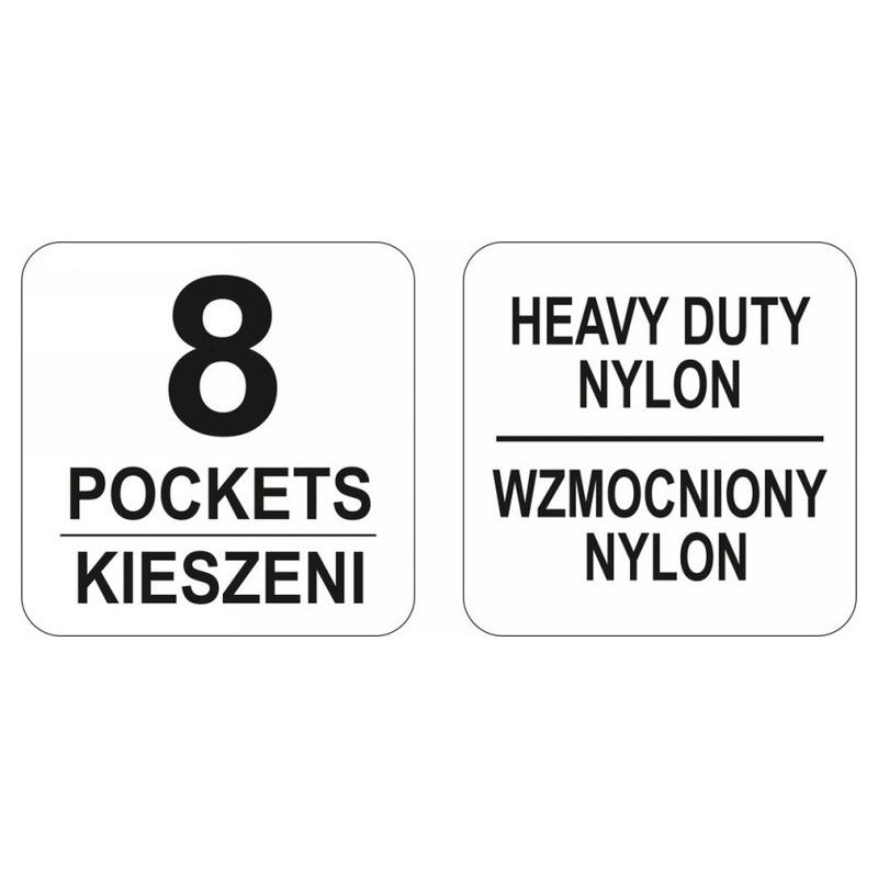 YATO Övre fűzhető szög és szerszámtartó táska 8 zsebes (YT-7410)