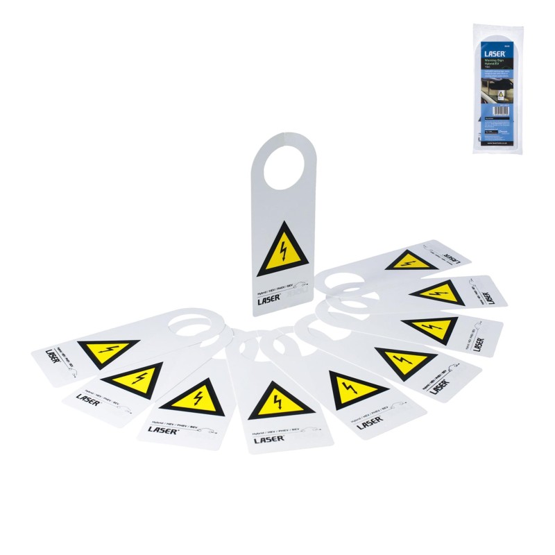 Tábla Vigyázat nagyfeszültség Hybrid/HEV/PHEV/BEV tükörre akasztható (LAS-8049)