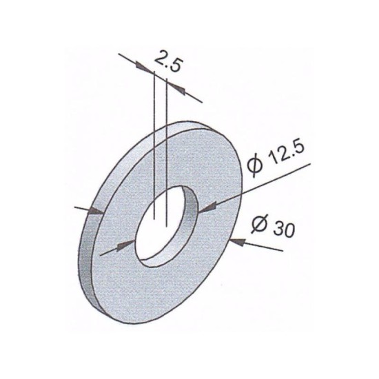 Távtartó betonmaró csillaghoz, D=30mm , d=12,5mm , s=2,5mm (17-5400007)