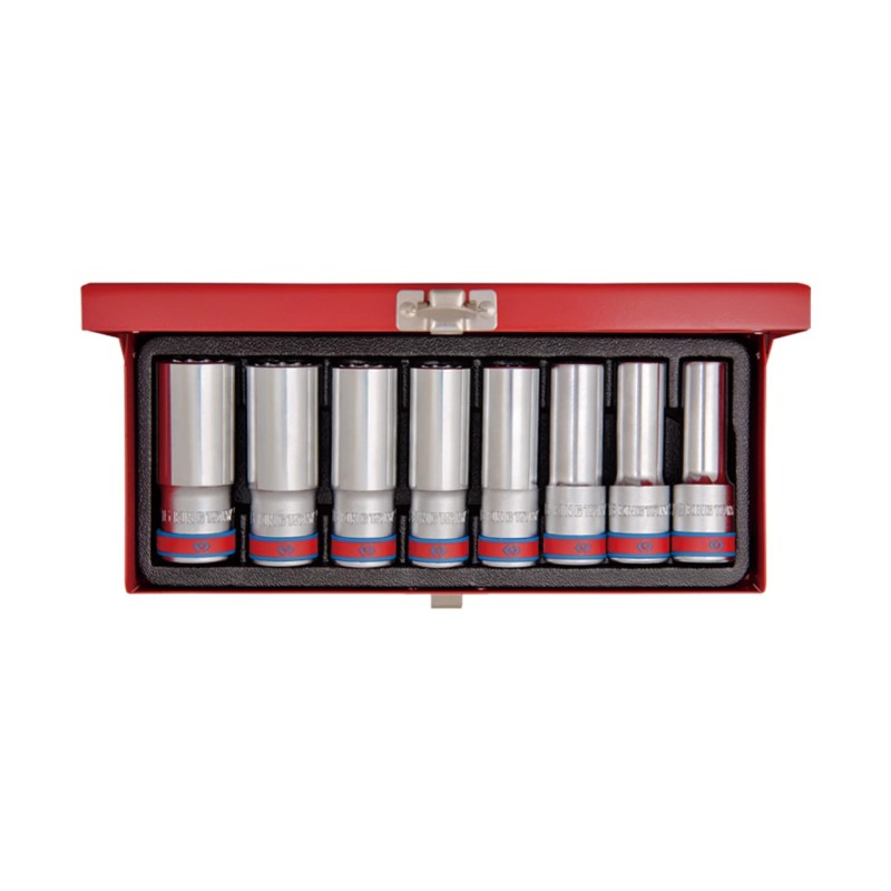 Dugókulcs - crowafej 1/2" 12 szög 1/2"-15/16" 8 db-os klt. KingTony (4208SR)
