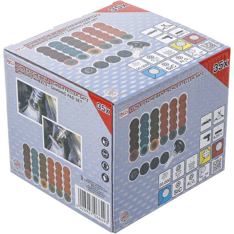 BGS technic Csiszolókorong-/Velcro korong készlet Ø 50 mm 35 darabos (BGS-6649)