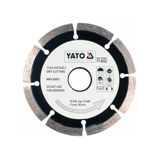 YATO Gyémánt vágókorong 115 x 2,1 x 8,0 x 22,2 mm szegmentált (YT-6002)