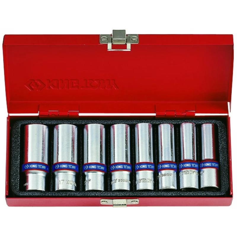 Dugókulcs - crowafej klt. 3/8" 6 lap 10-19 mm 8 db-os King T. (3508MR) Dugókulcs - crowafej klt. 3/8" 6 lap 10-19 mm 8 db-os King T. (3508MR)