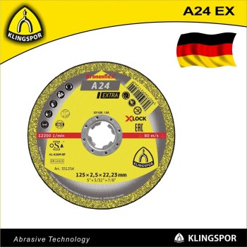 Vágókorong 125 x 2.5 x 22.23 mm INOX 80m/s - X-Lock A24EX - Klingspor (351254) Vágókorong 125 x 2.5 x 22.23 mm INOX 80m/s - X-Lock A24EX - Klingspor (351254)