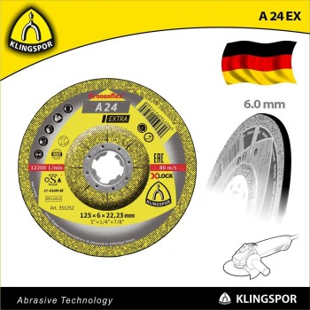 Vágókorong 125 x 6.0 x 22.23 mm INOX 80m/s - X-Lock A24EX - Klingspor (351252) Vágókorong 125 x 6.0 x 22.23 mm INOX 80m/s - X-Lock A24EX - Klingspor (351252)