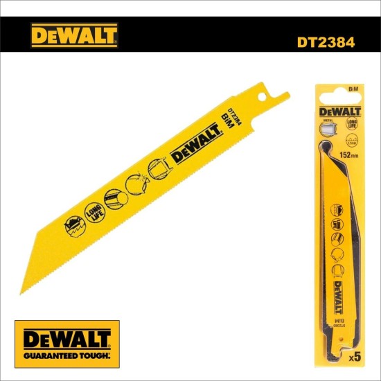 Fűrészlap kardfűrészhez, fémre 152 mm 1.4 T - 5db - DeWalt (DT2384-QZ)