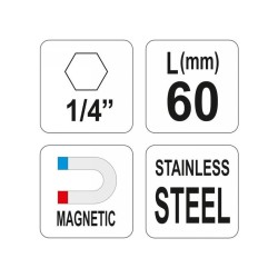 YATO Bithegy-tartó 60 mm 1/4' mágneses inox (YT-0465) YATO Bithegy-tartó 60 mm 1/4' mágneses inox (YT-0465)