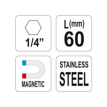 YATO Bithegy-tartó 60 mm 1/4' mágneses inox (YT-0465)