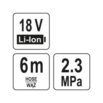 YATO Akkus magasnyomású mosó 23 bar 18 V Li-Ion (akku + töltő nélkül) (YT-85930)