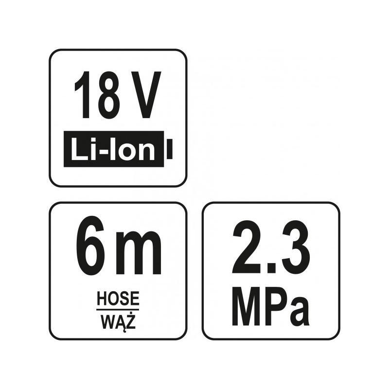 YATO Akkus magasnyomású mosó 23 bar 18 V Li-Ion (akku + töltő nélkül) (YT-85930)