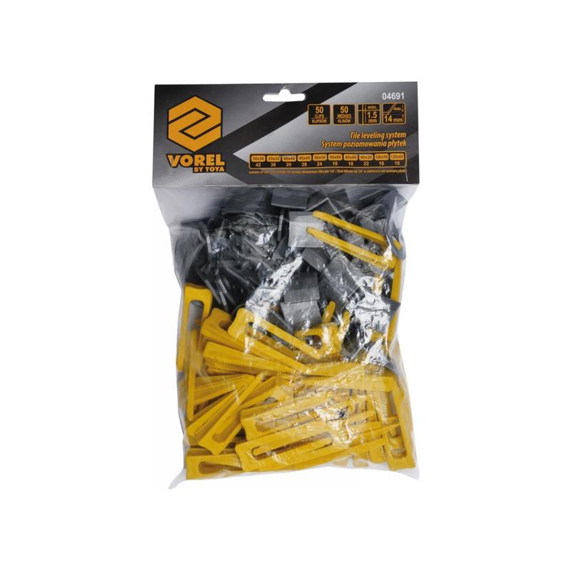 VOREL Burkolatszintező készlet 100 részes (50 talp + 50 ék) (04691)