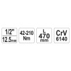 YATO Nyomatékkulcs 1/2' 42-210 Nm / 445-465 mm CrV (YT-0760)