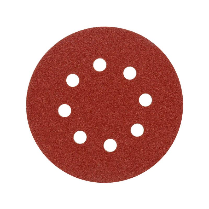 VOREL Tépőzáras fíbertárcsa 125 mm / P80 8 lyukas (5 db/cs) (08578)