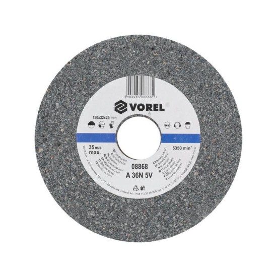 VOREL Köszörűkorong 150 x 32 x 25 mm durvaszemcsés (08868)