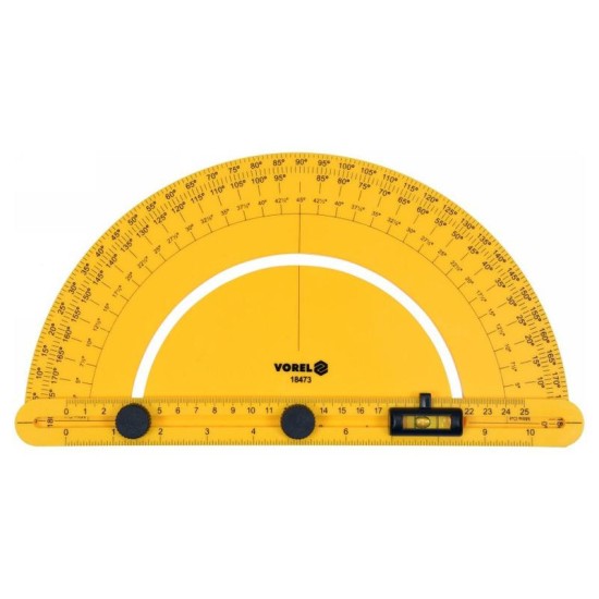VOREL Szögmérő vízmértékkel 250 mm ABS (18473)