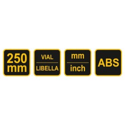 VOREL Szögmérő vízmértékkel 250 mm ABS (18473) VOREL Szögmérő vízmértékkel 250 mm ABS (18473)
