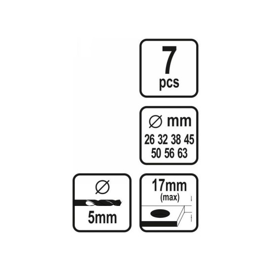 VOREL Körkivágó készlet 7 részes (26-63 mm) (28680)