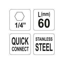 YATO Bithegy-tartó 60 mm 1/4' gyorszáras inox (YT-0468)