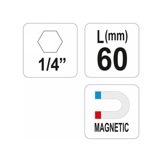 YATO Bithegy-tartó 60 mm 1/4' mágneses (YT-0466) YATO Bithegy-tartó 60 mm 1/4' mágneses (YT-0466)