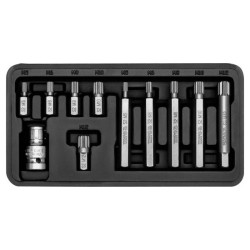 YATO Bit készlet 11 részes SPLINE M5-M12 L=30 mm,L=75 mm 1/2' (YT-0415)