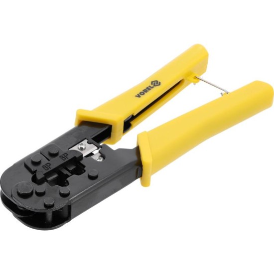VOREL Krimpelő fogó UTP hálózati/RJ45 és telefon/RJ11 kábelekhez (45503)