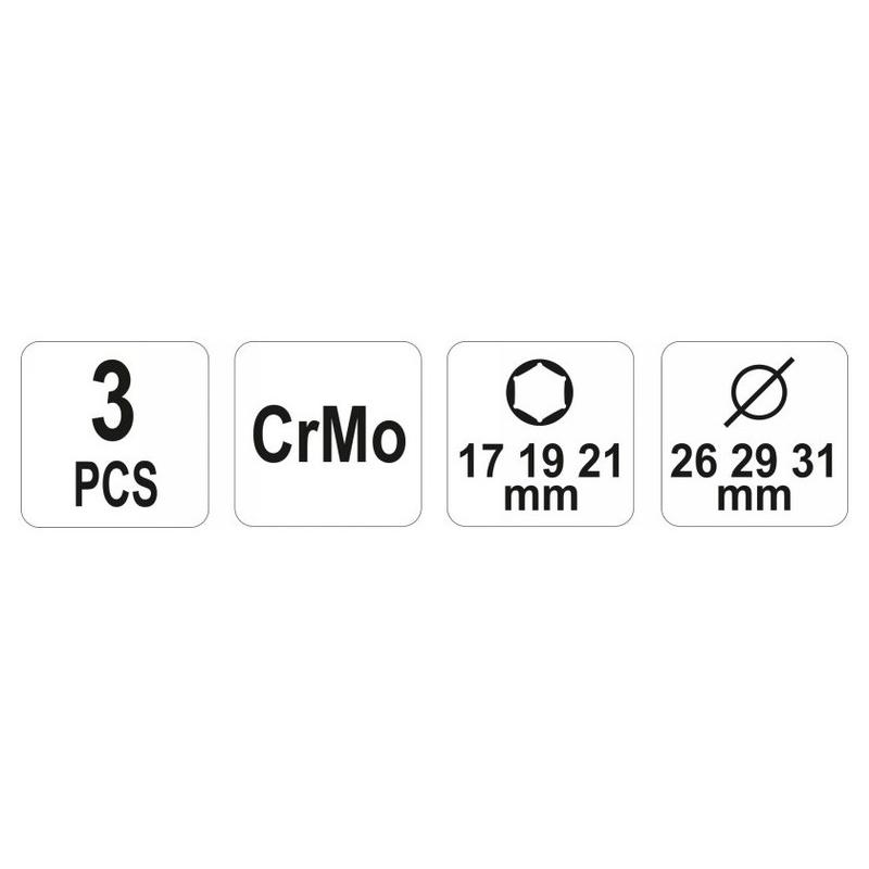 YATO Alufelni dugókulcs készlet 3 részes 1/2' 17/19/21 mm CrMo (YT-1056)