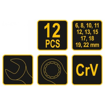 VOREL Csillag-villáskulcs készlet 12 részes 6-22 mm (51710)