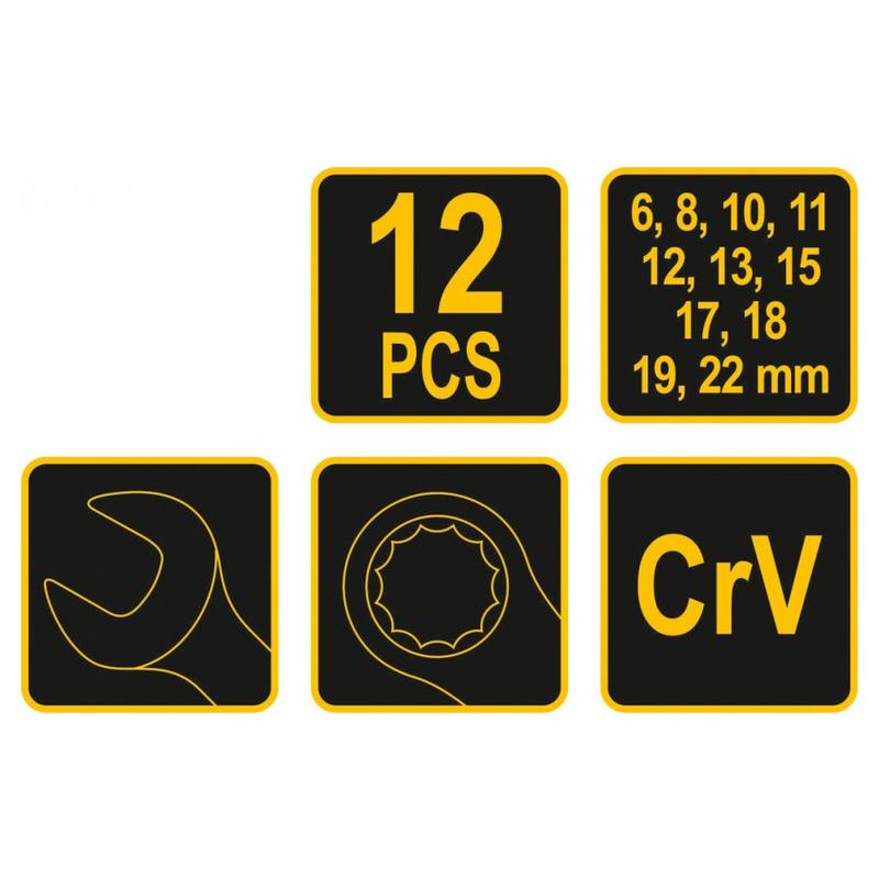 VOREL Csillag-villáskulcs készlet 12 részes 6-22 mm (51710)