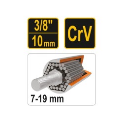 VOREL Univerzális dugókulcs 3/8' 7-19 mm CrV (53002) VOREL Univerzális dugókulcs 3/8' 7-19 mm CrV (53002)