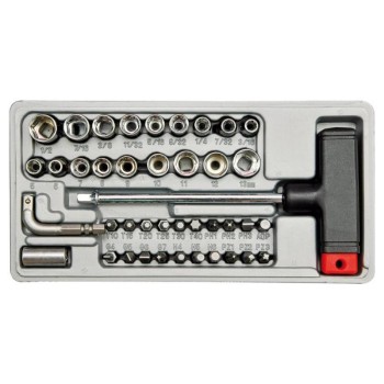 VOREL Bithegy és dugókulcs készlet 41 részes 1/4' T-nyéllel CrV (65150)