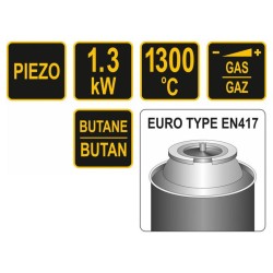 VOREL Gázégő pisztoly 1300 °C 1,3 kW piezo (73413) VOREL Gázégő pisztoly 1300 °C 1,3 kW piezo (73413)