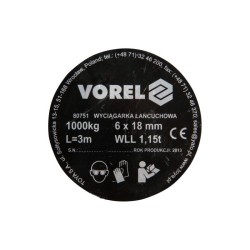 VOREL 80751 láncos emelő 1000 kg – 3 m kézi emelő VOREL 80751 láncos emelő 1000 kg – 3 m kézi emelő