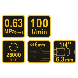 VOREL Pneumatikus egyenes csiszoló 1/4' 6 mm (81107) VOREL Pneumatikus egyenes csiszoló 1/4' 6 mm (81107)