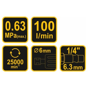 VOREL Pneumatikus egyenes csiszoló 1/4' 6 mm (81107)