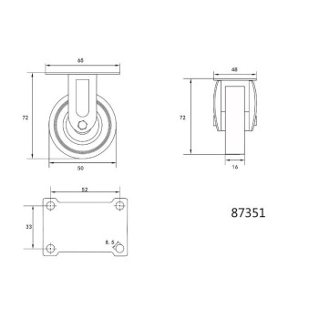 VOREL Ipari kerék fix villás 50 mm 20 kg (87351)