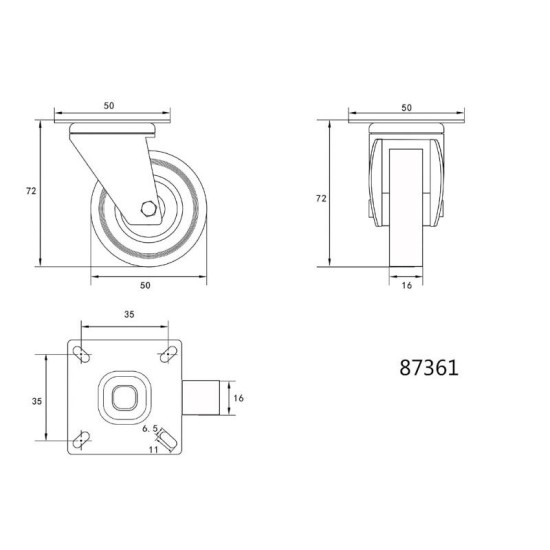 VOREL Ipari kerék forgóvillás 50 mm 20 kg (87361) VOREL Ipari kerék forgóvillás 50 mm 20 kg (87361)