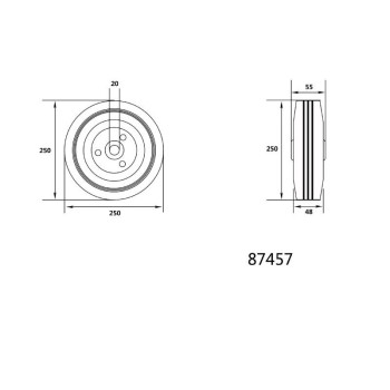 VOREL Ipari kerék 250 mm 180 kg (87457)