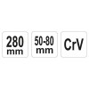 YATO Állítható körmös kulcs 50-80 mm / 280 mm CrV (YT-01672)