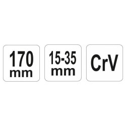 YATO Állítható csapos körmös kulcs 15-35 mm / 170 mm CrV (YT-01675) YATO Állítható csapos körmös kulcs 15-35 mm / 170 mm CrV (YT-01675)