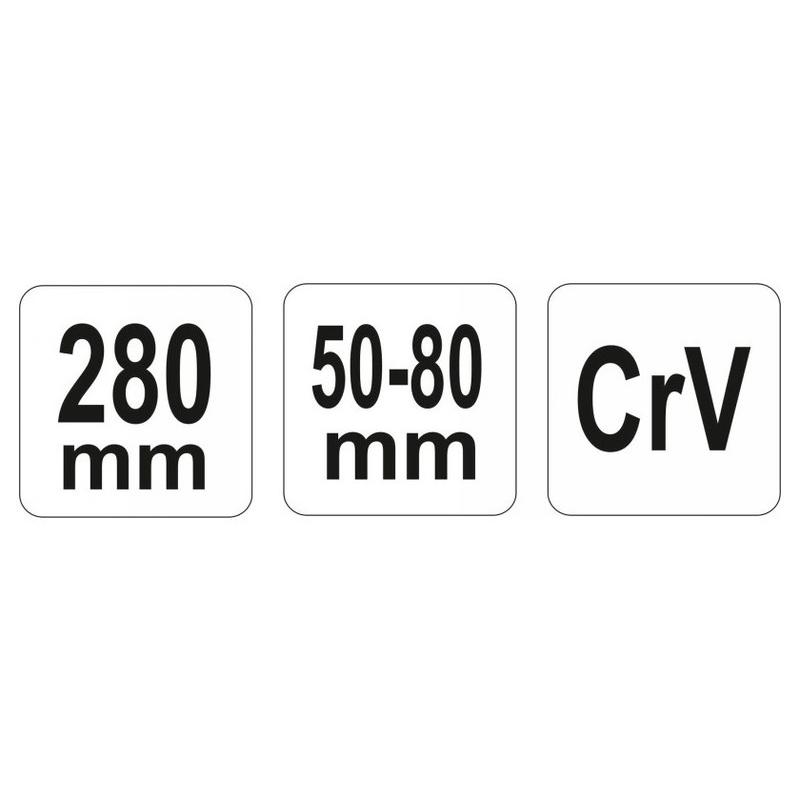 YATO Állítható csapos körmös kulcs 50-80 mm / 280 mm CrV (YT-01677)
