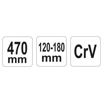 YATO Állítható csapos körmös kulcs 120-180 mm / 470 mm CrV (YT-01679) YATO Állítható csapos körmös kulcs 120-180 mm / 470 mm CrV (YT-01679)