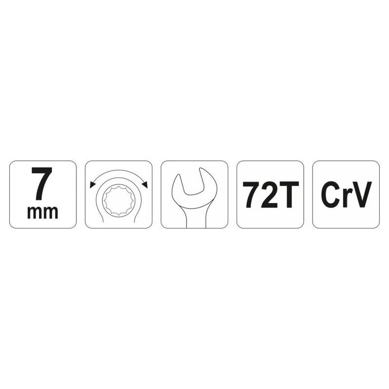 YATO Racsnis csillag-villáskulcs 7 mm / 130 mm 72T CrV (YT-01907)