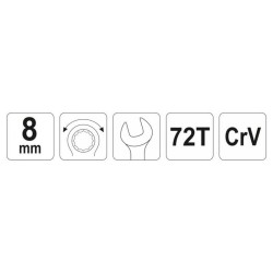 YATO Racsnis csillag-villáskulcs 8 mm / 141 mm 72T CrV (YT-01908)