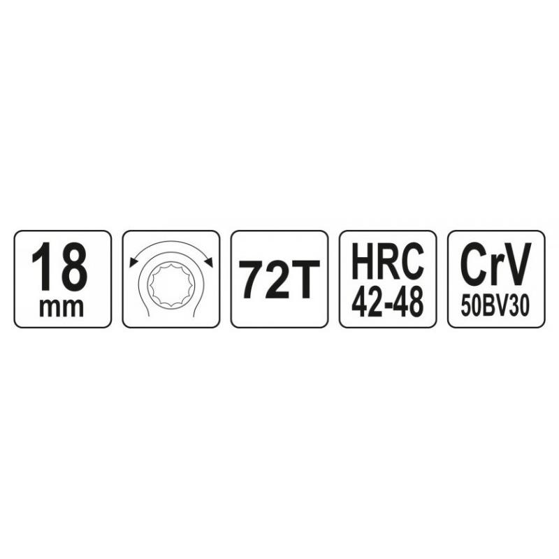 YATO Racsnis csillagkulcs 18 mm / 225 mm CrV (YT-02380)