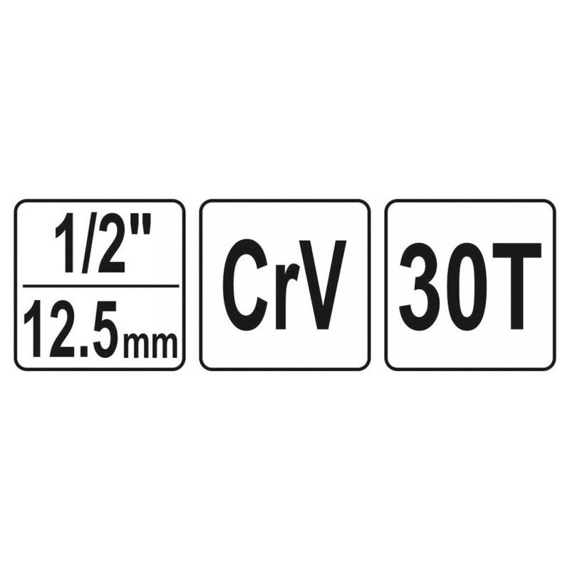 YATO Racsnis hajtószár 1/2' 30T lépcsős radiátorkulcshoz CrV (YT-03315)