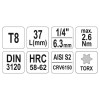 YATO Bit dugókulcs Torx 1/4' T8 CrV (YT-04301)