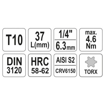 YATO Bit dugókulcs Torx 1/4' T10 CrV (YT-04302)